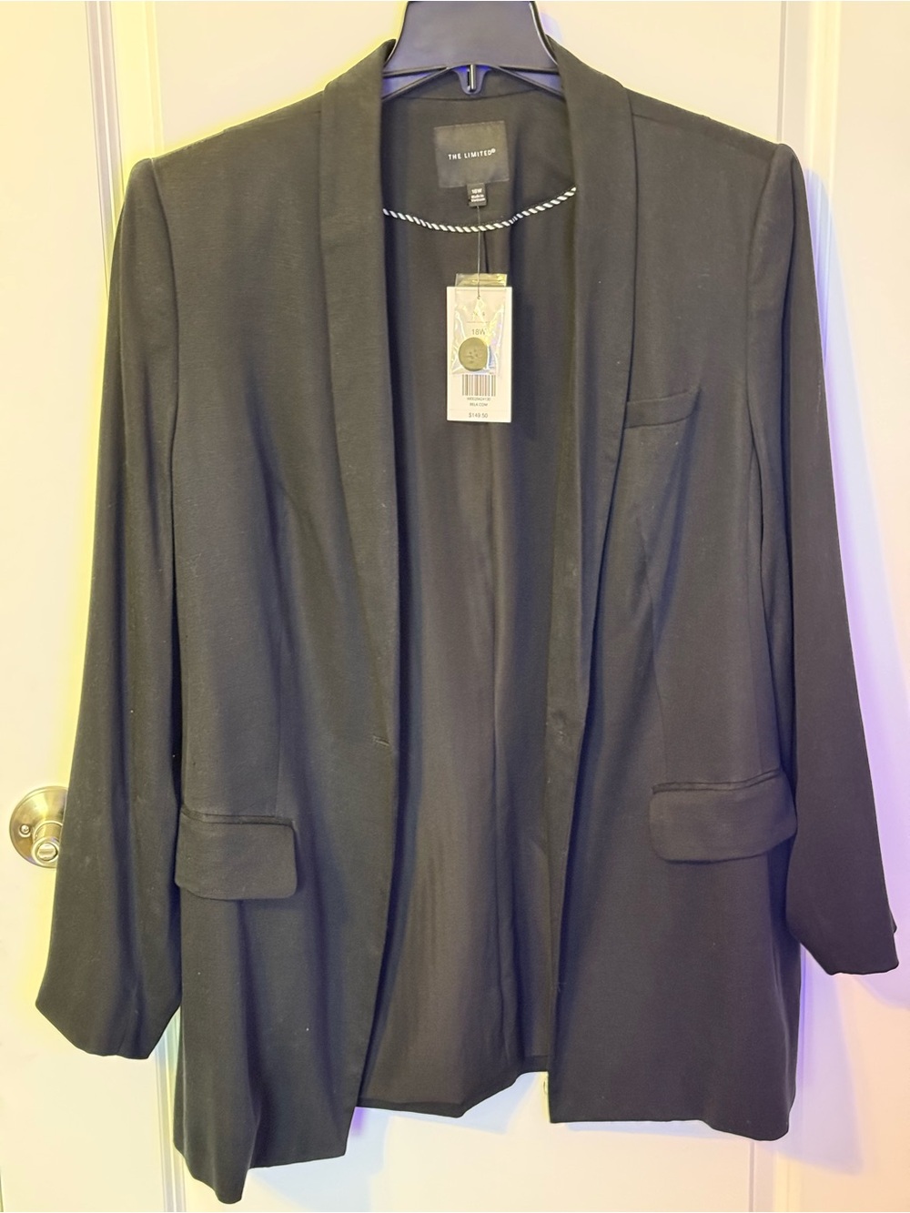 NWT The Limited Women’s Plus 18W Black Longline Blazer One Button